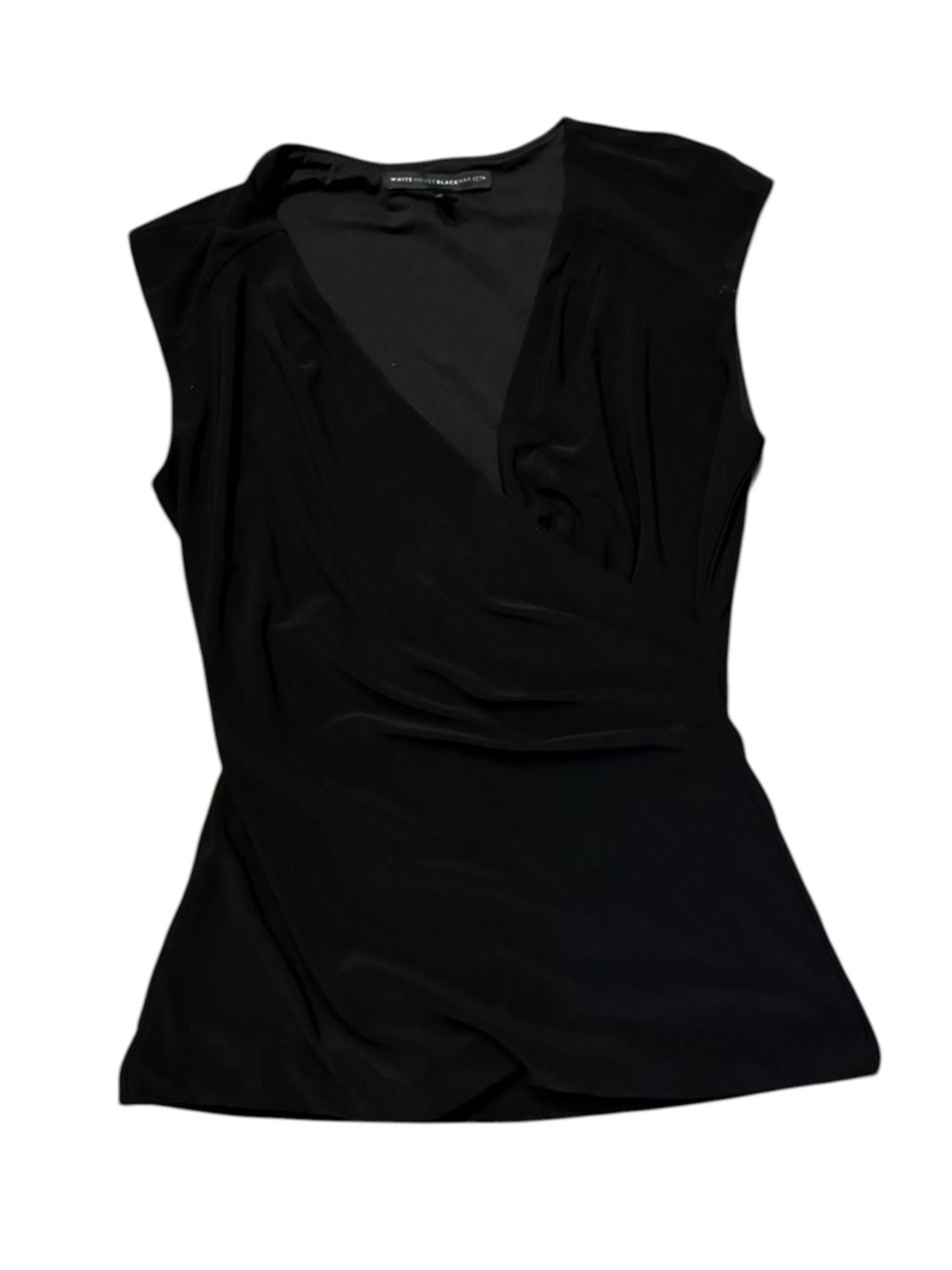 White House black market Chic Black Sleeveless Wrap-Front Top